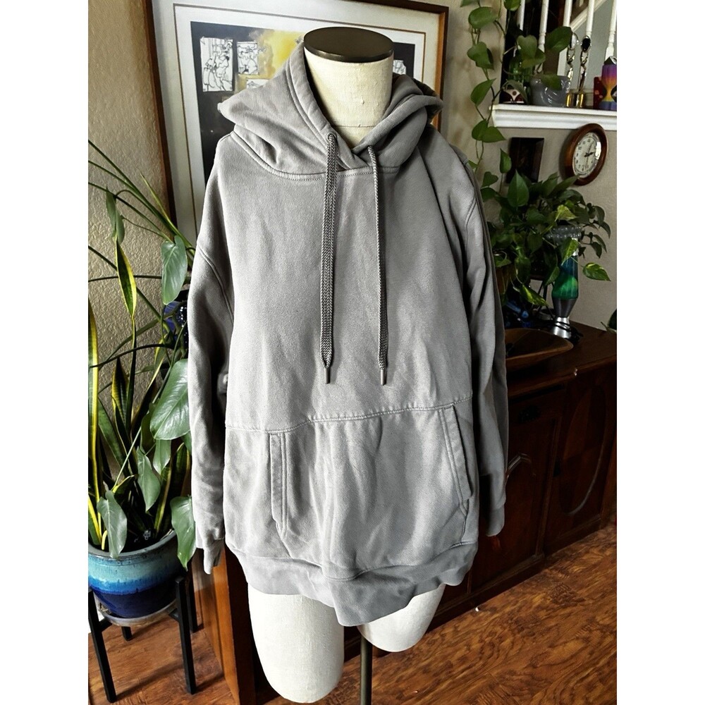 Athleta Womens Long Sleeve Terry Oversized Fleece Hoodie Gray XL Cozy